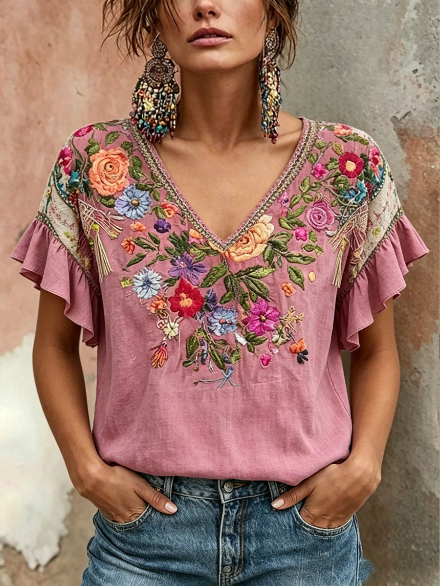 Women's Breast Cancer Awareness Pink Floral Art Printed T-Shirt