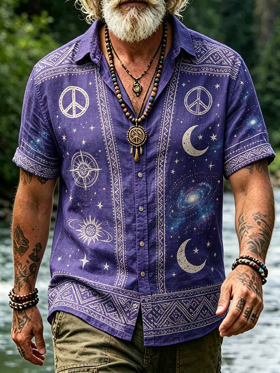 Men's Hippie Bohemian Style Printed Casual Shirt