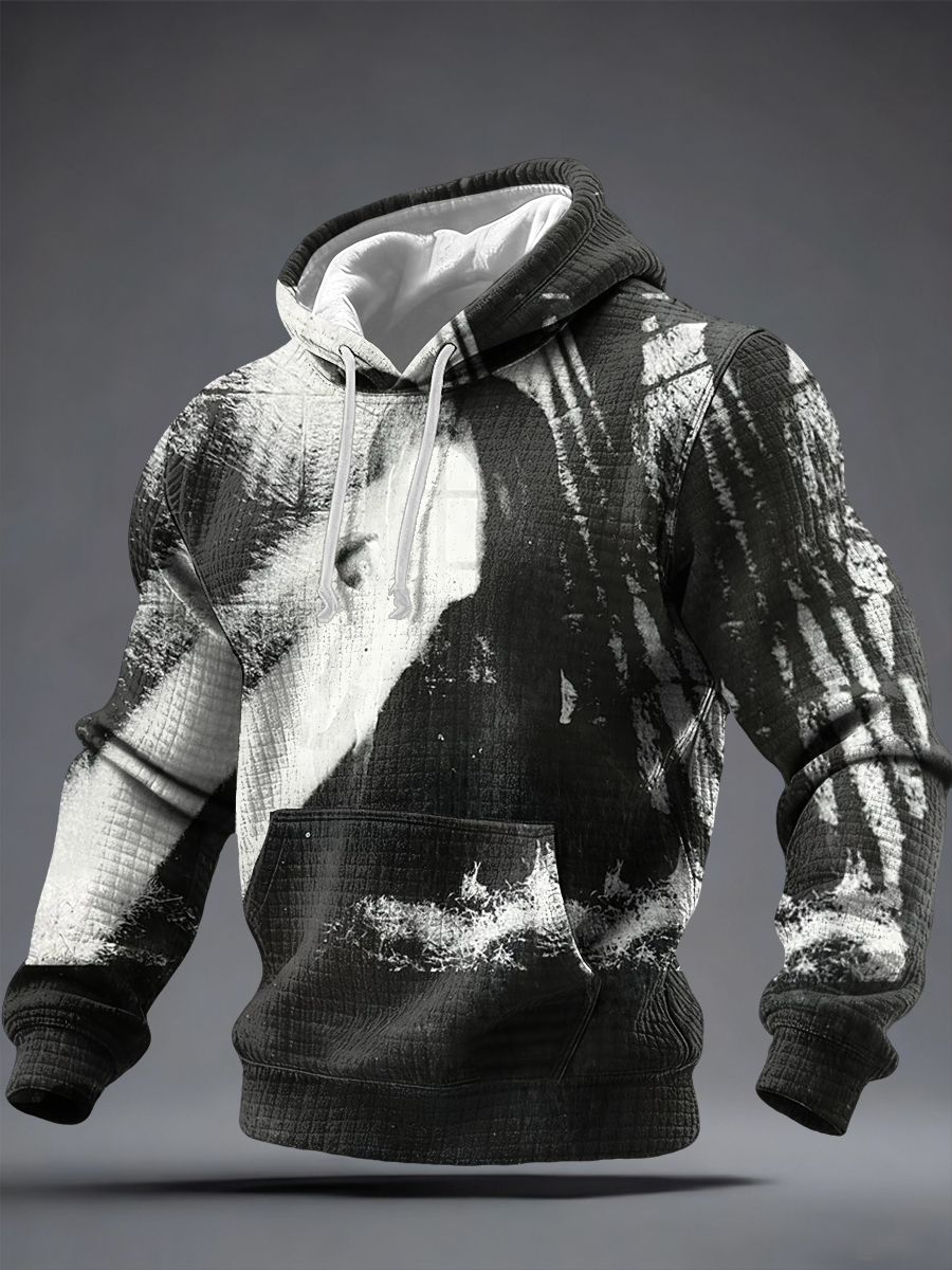 Men's UK Mods Music Lover Checkered Cotton Hoodie