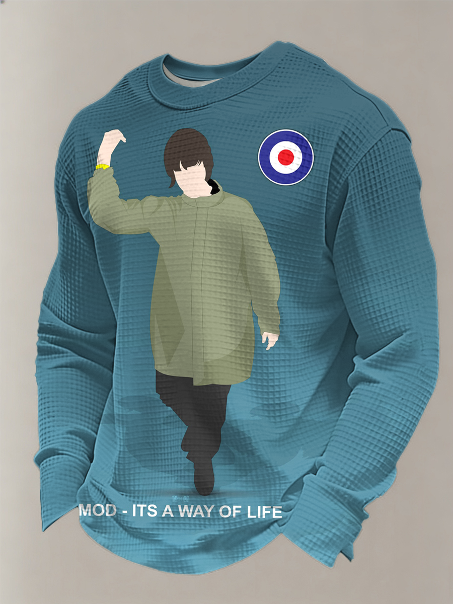 Men's UK Mods Music Lover Waffle Long Sleeve Top
