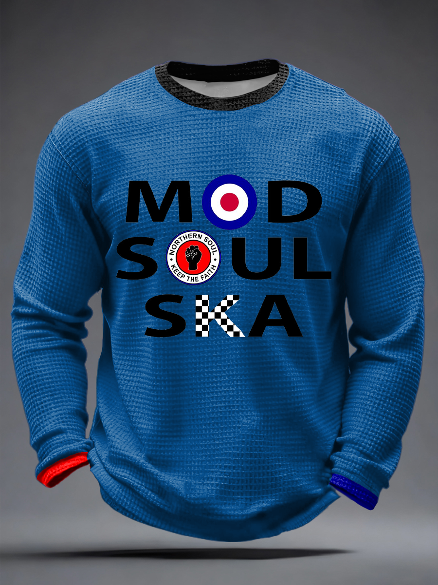 Men's UK Music Northern Soul Lover Waffle Long Sleeve T-Shirt