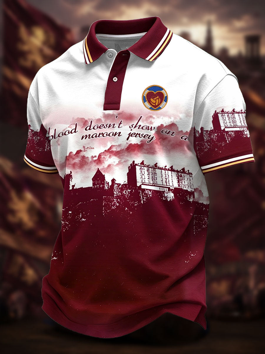 Men's Scotland Football Lover Hearts Maroon Art Printed Casual Tops