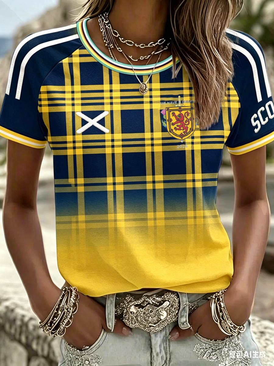 Women's UK Football Lover Scotland Printed round neck short sleeve T-shirt