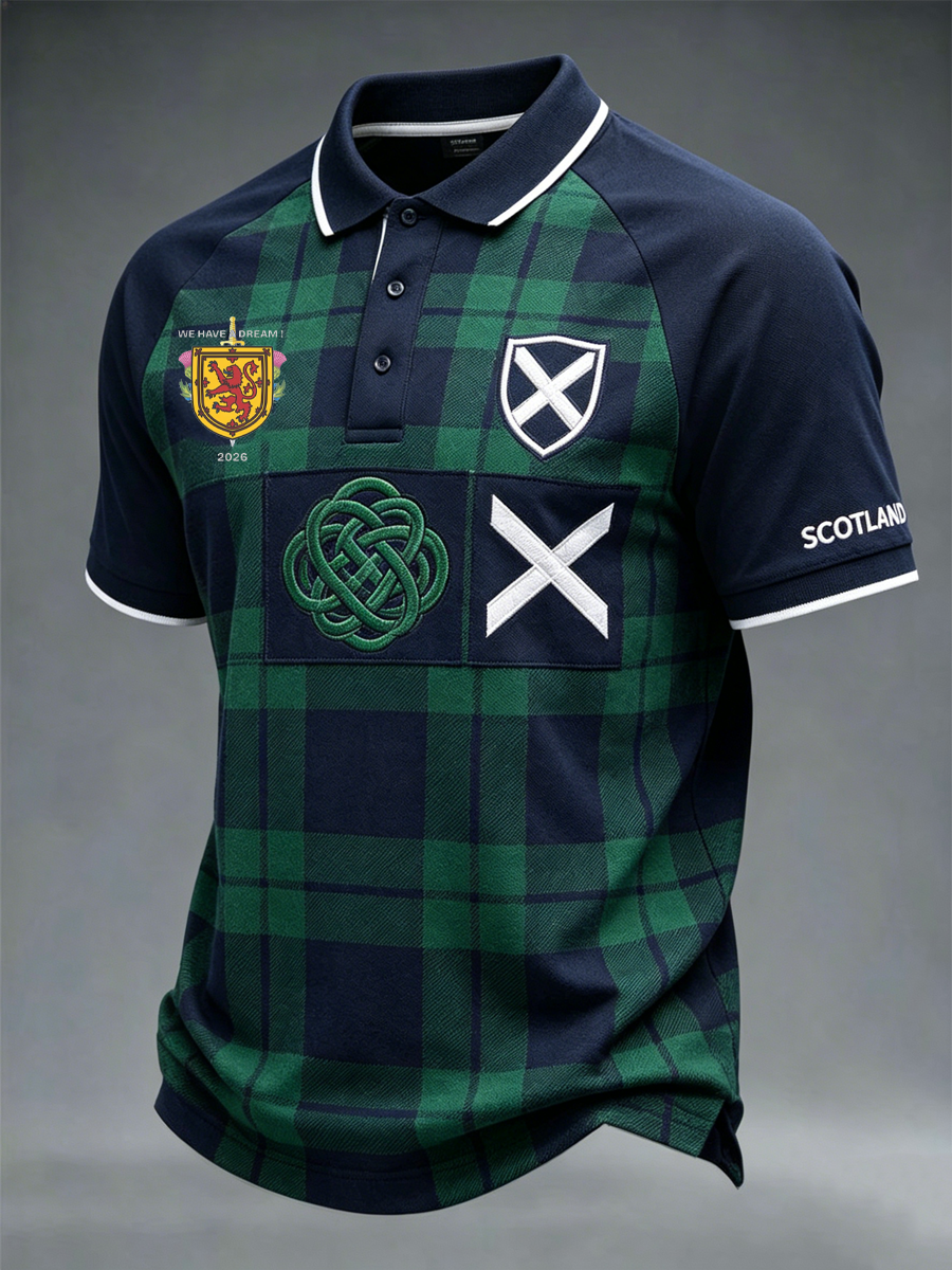 Men's British Football Celtic Print three buttons shoulder sleeve