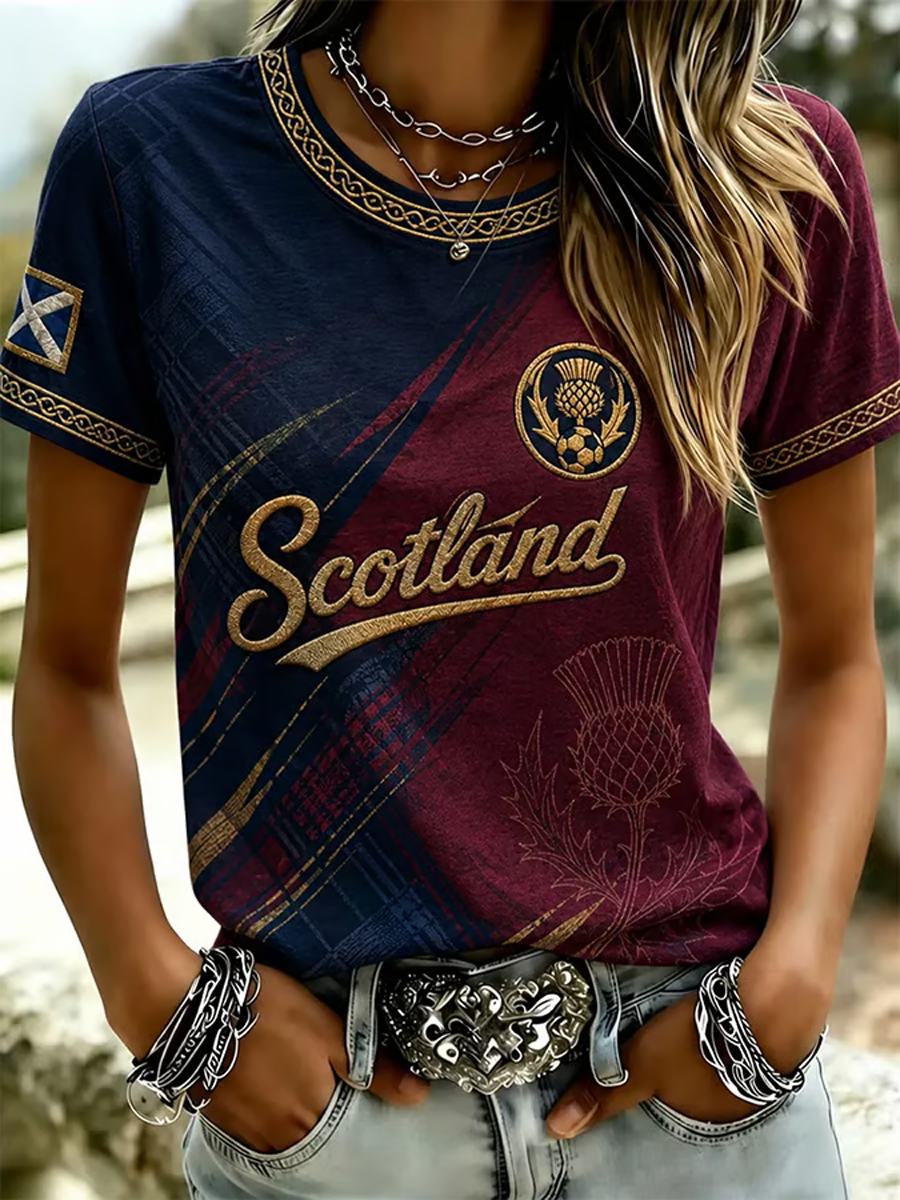 Women's UK Football Lover Scotland Printed short-sleeved T-shirt