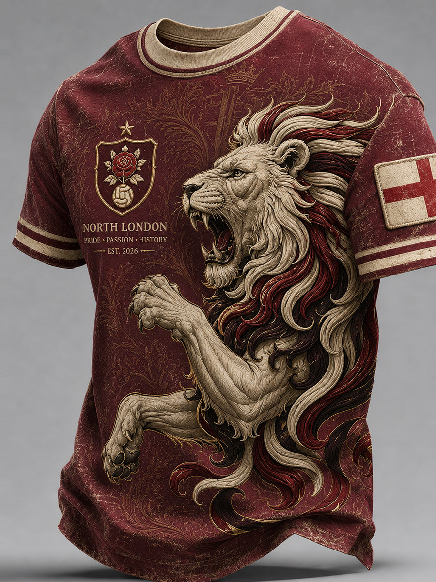 Retro North London Glory Red Football Fan Art Print Casual Jersey
