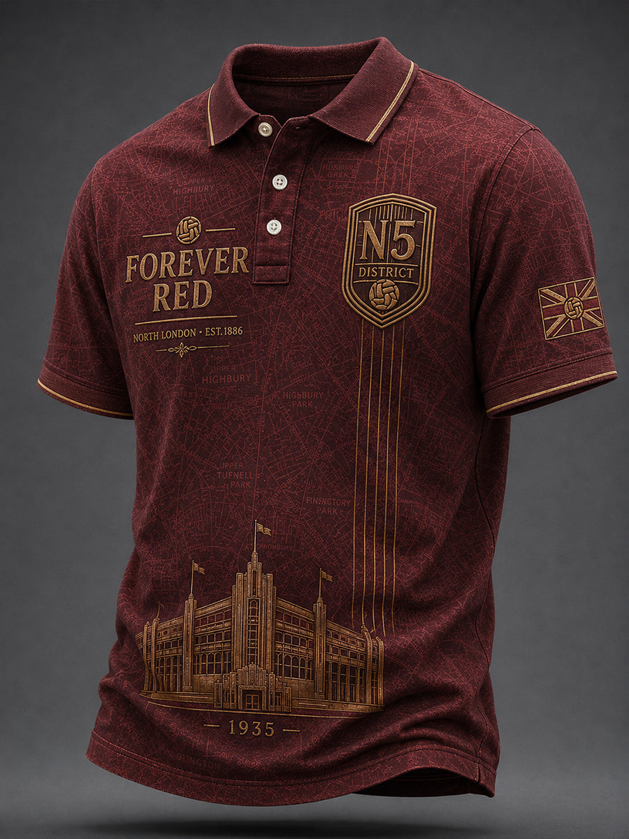 Retro North London Glory Red Football Fan Art Print Casual Jersey