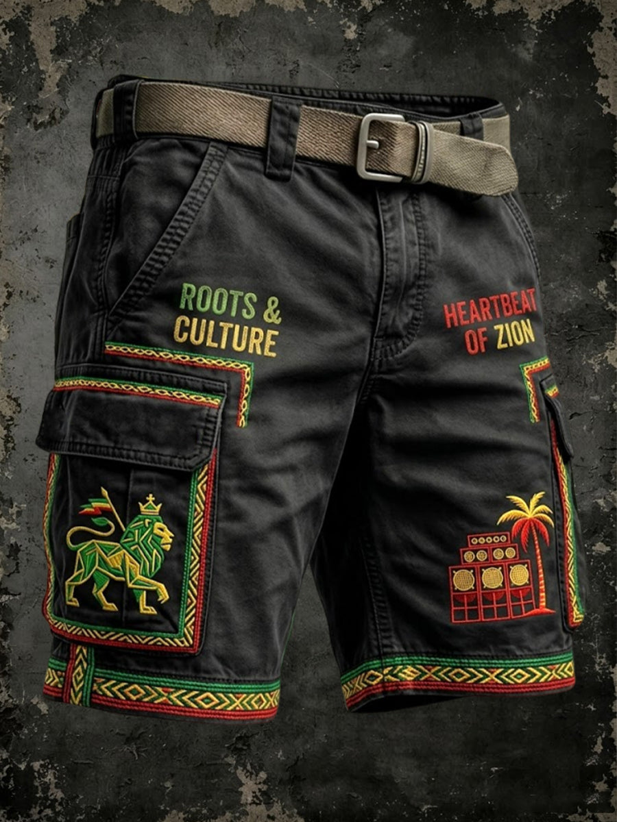 Men's Retro Reggae-Inspired Casual Work Shorts