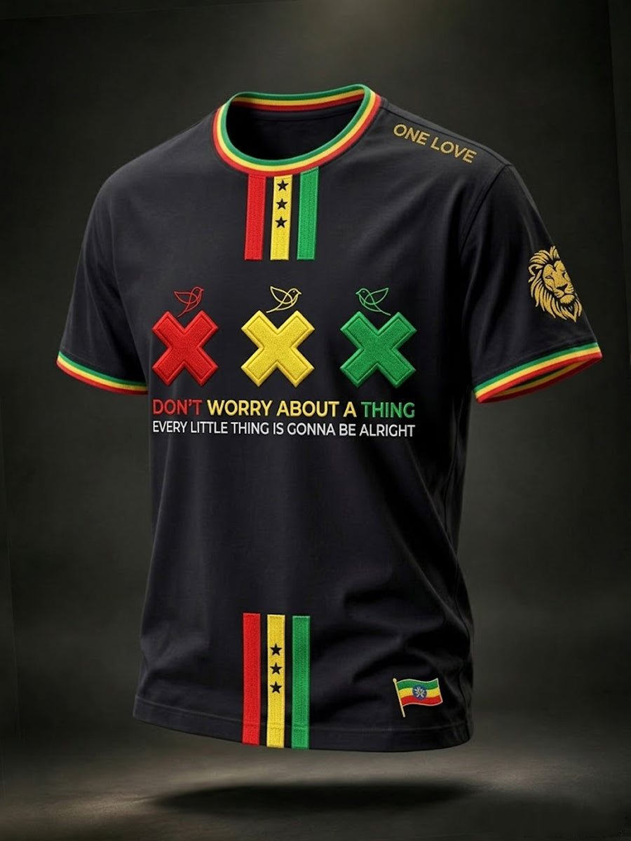 Retro Reggae Music Lover's Artistic Casual T-Shirt