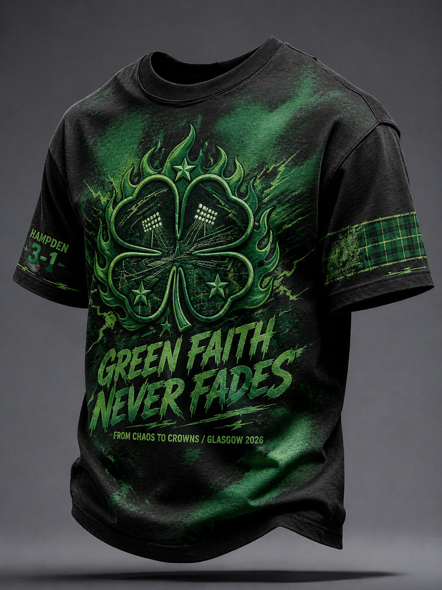 Men's Scotland Football Lover Green Faith Printed T-shirt