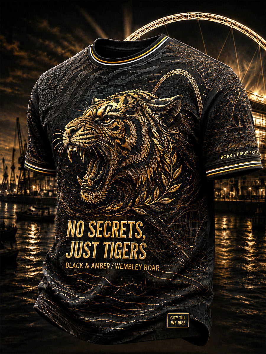 Men's Tigers Art Football Lover Printed T-shirt