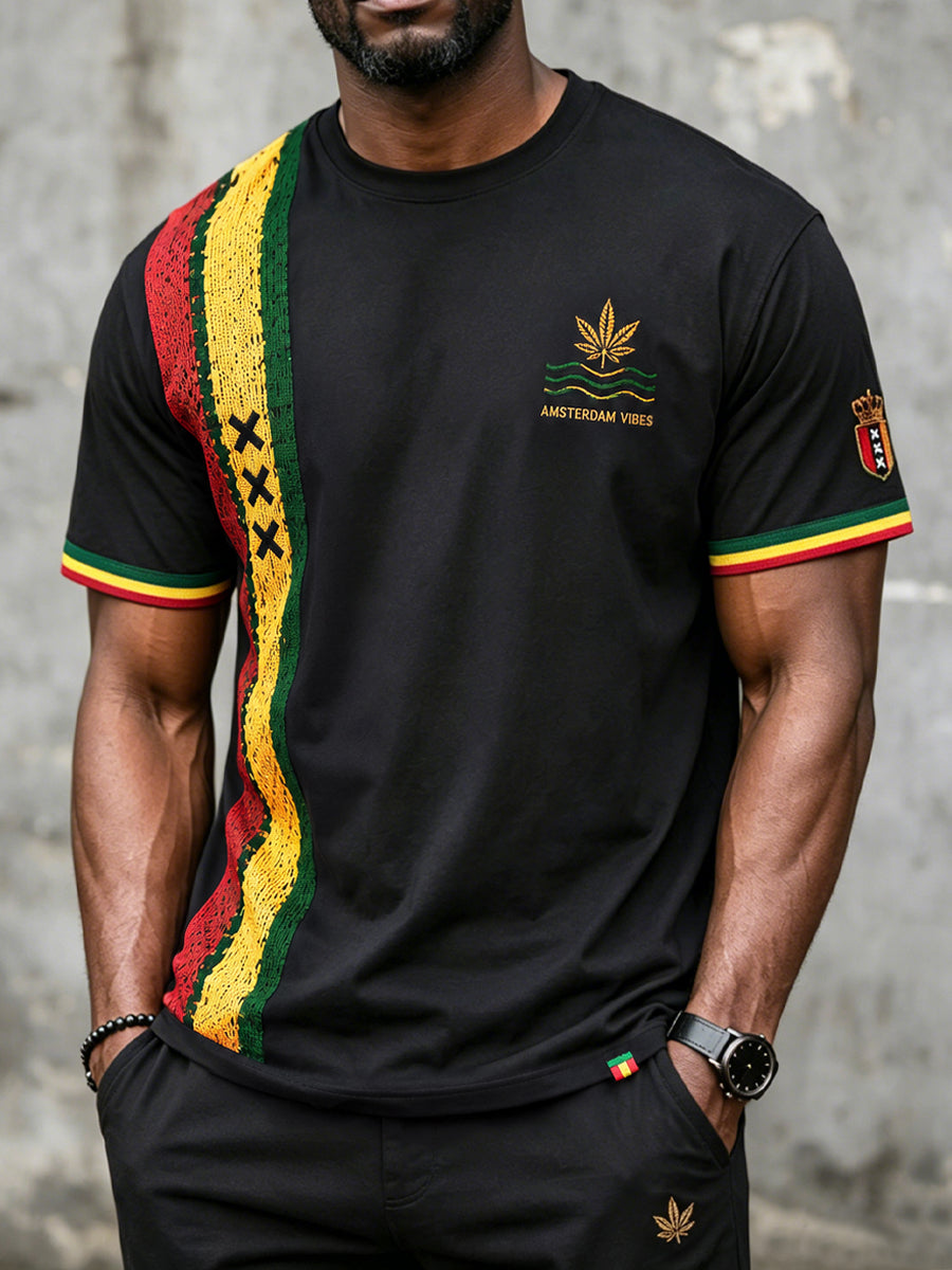 Men's Retro Reggae-Themed Casual T-Shirt