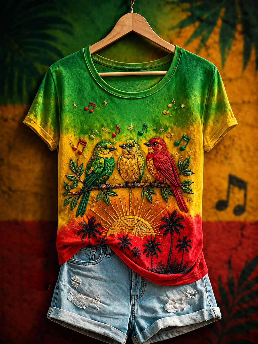 Women's 'Every Little Thing Is Gonna Be Alright' Printed Casual T-Shirt