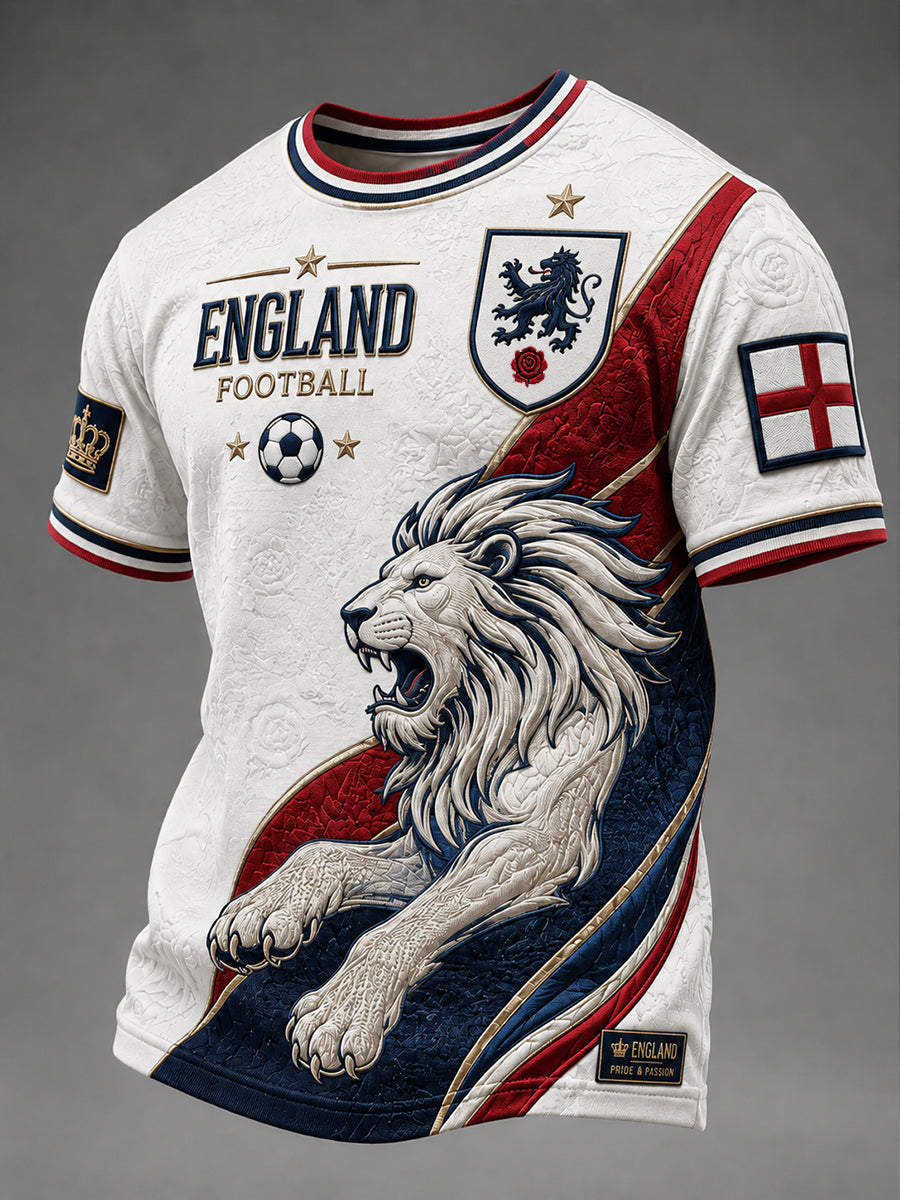 Retro England Football Fan Art Print Casual Jersey