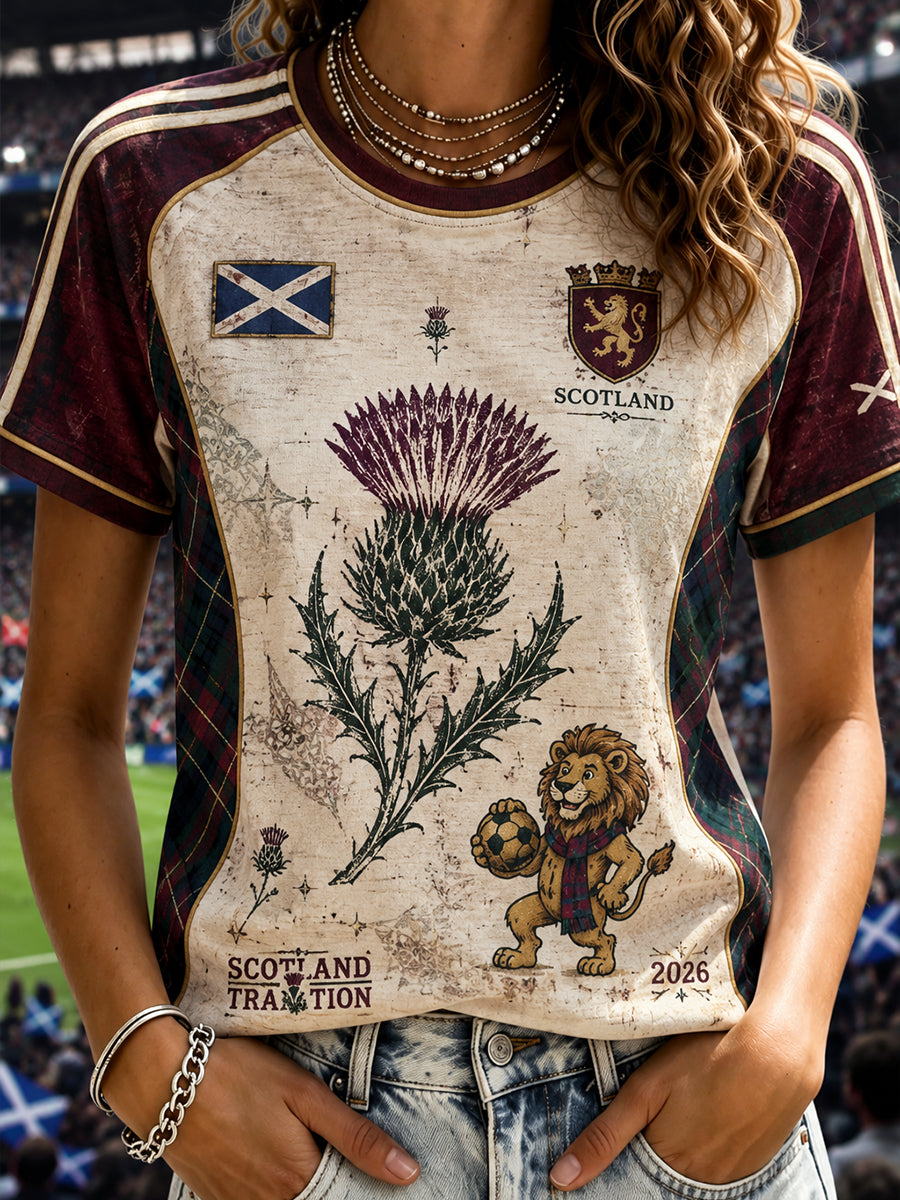 Women's Scotland Football Round Neck Short Sleeve T-Shirt