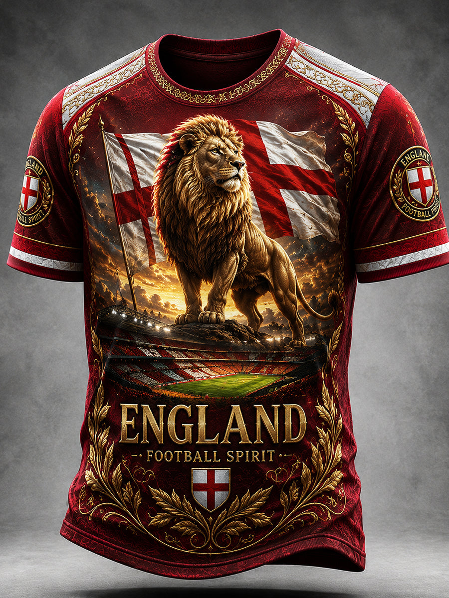 Retro England Football Fan Art Print Casual Jersey