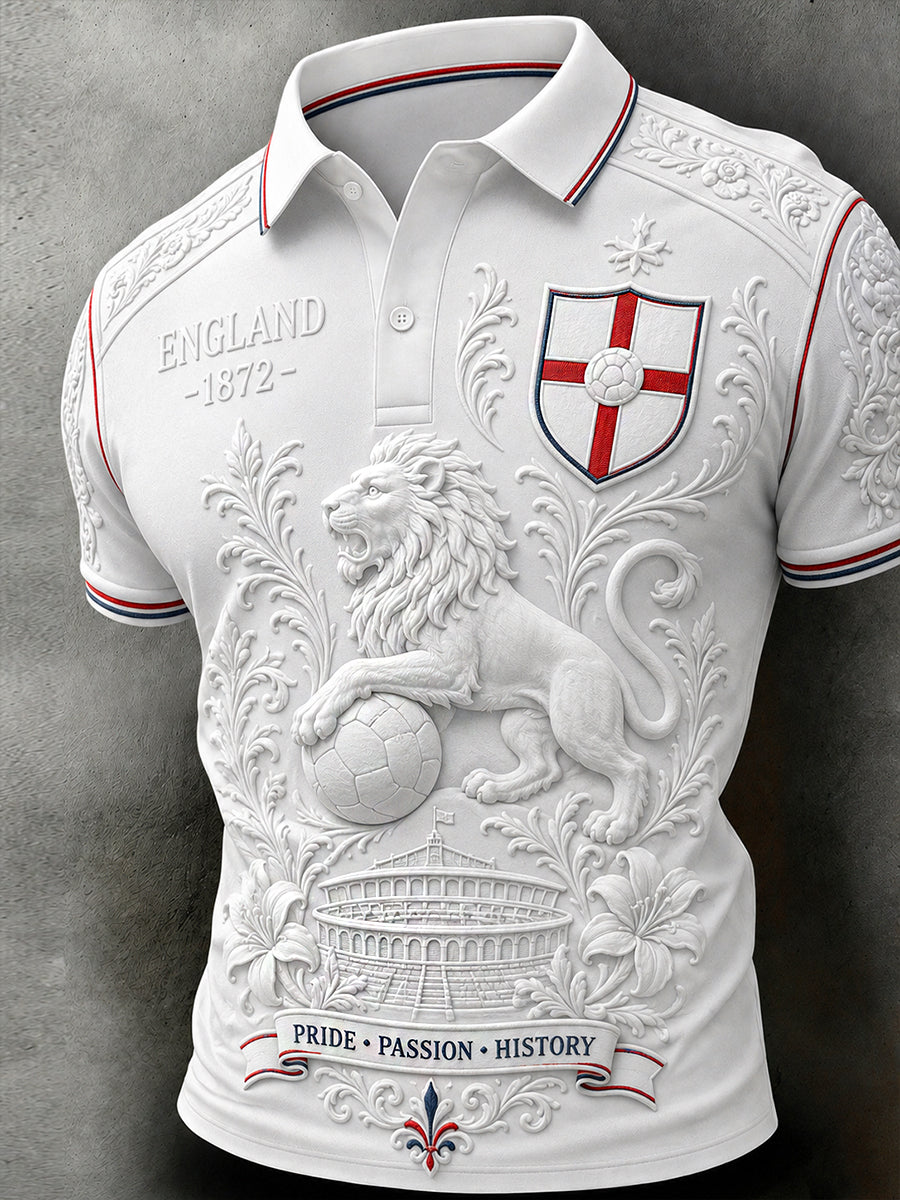 Retro England Football Fan Art Print Casual Jersey