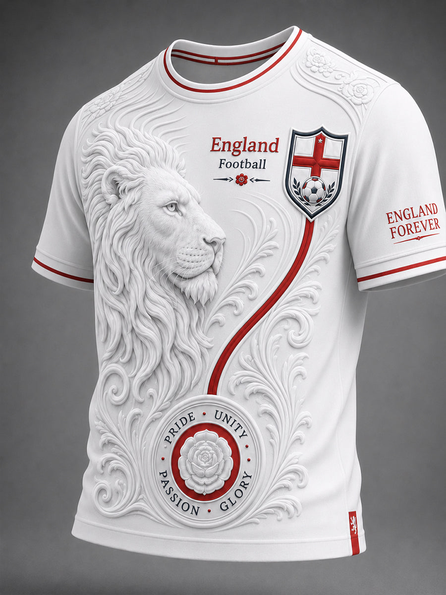 Retro England Football Fan Art Print Casual Jersey