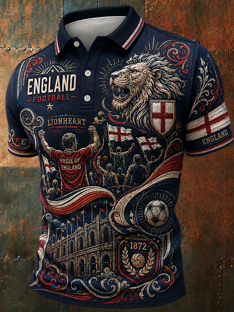 Retro England Football Fan Art Print Casual Jersey