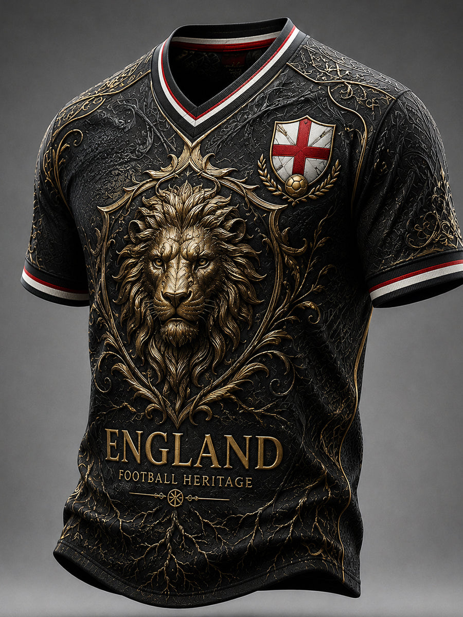Retro England Football Fan Art Print Casual Jersey
