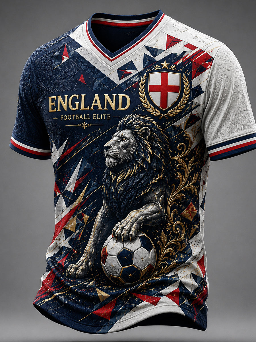 Retro England Football Fan Art Print Casual Jersey