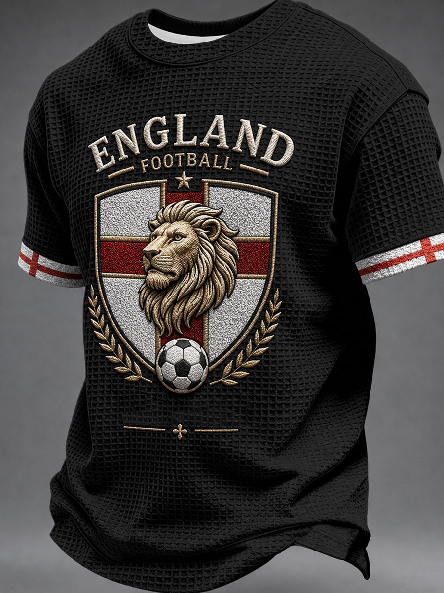 Men's Retro England Football Fan Art Print Casual Jersey