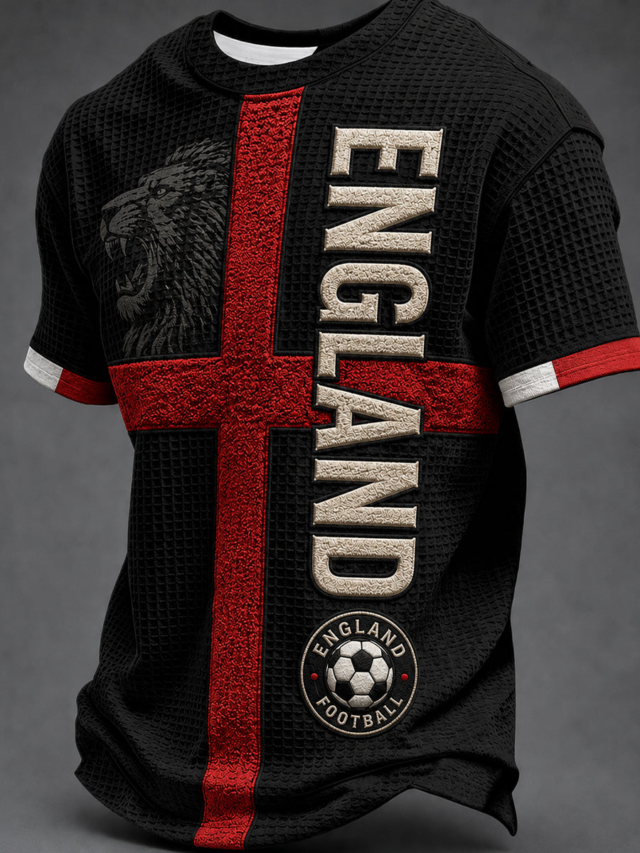 Men's Retro England Football Fan Art Print Casual Jersey