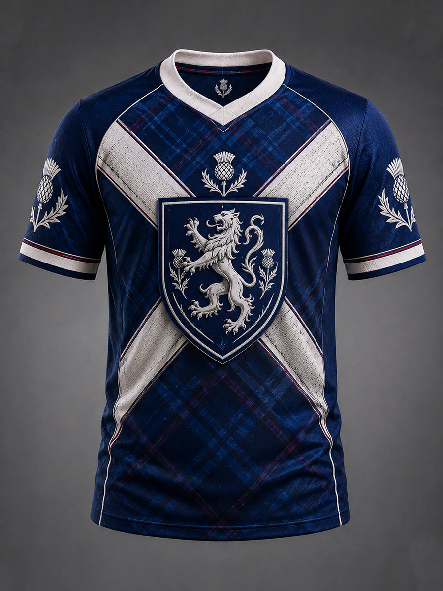 Men's Scotland Art Printed Short Sleeve V-neck T-shirt
