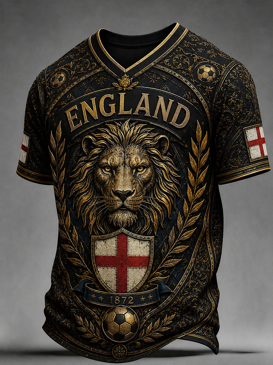 Retro England Football Fan Art Print Casual T-Shirt