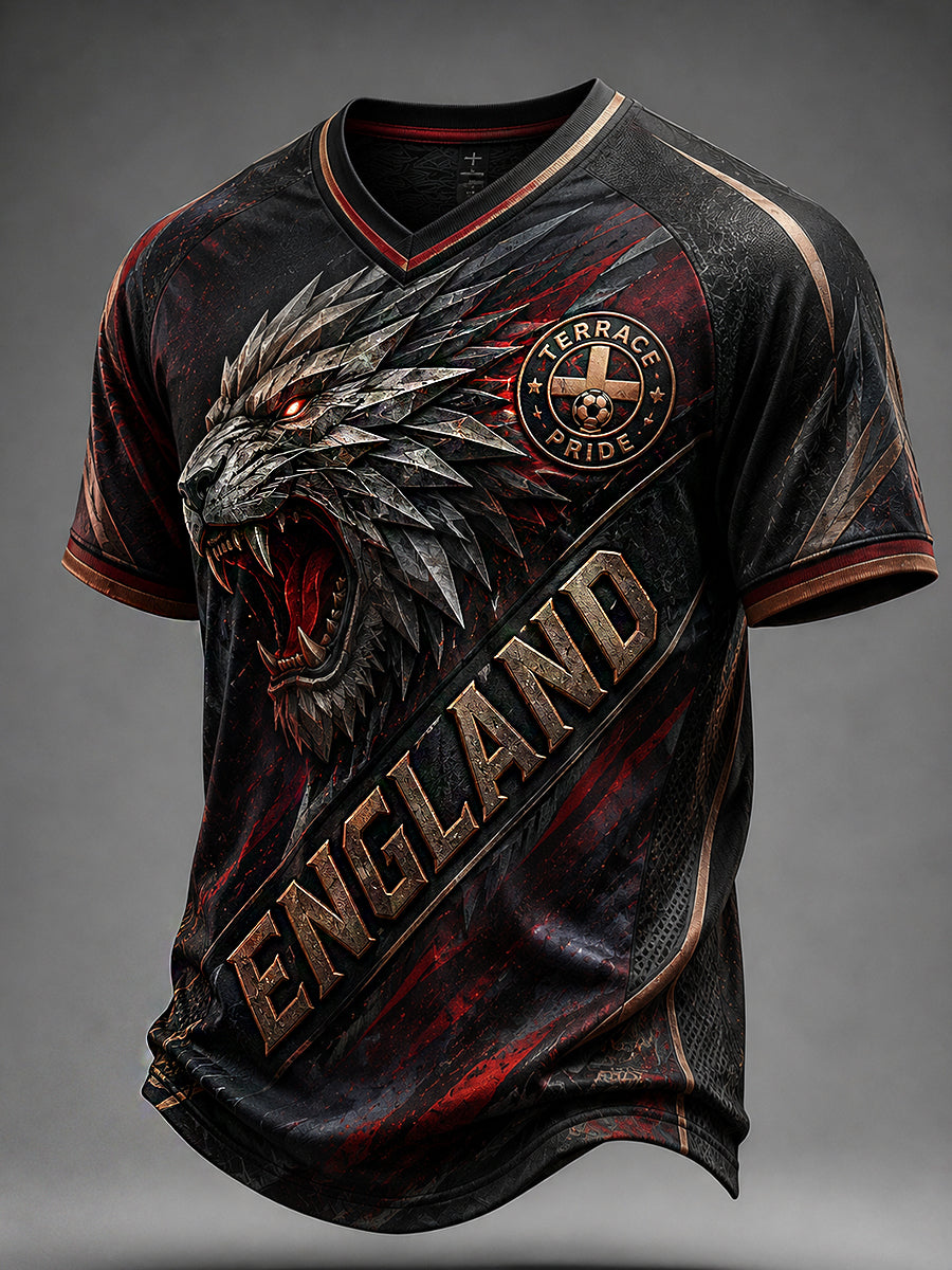Retro England Football Fan Art Print Casual Jersey
