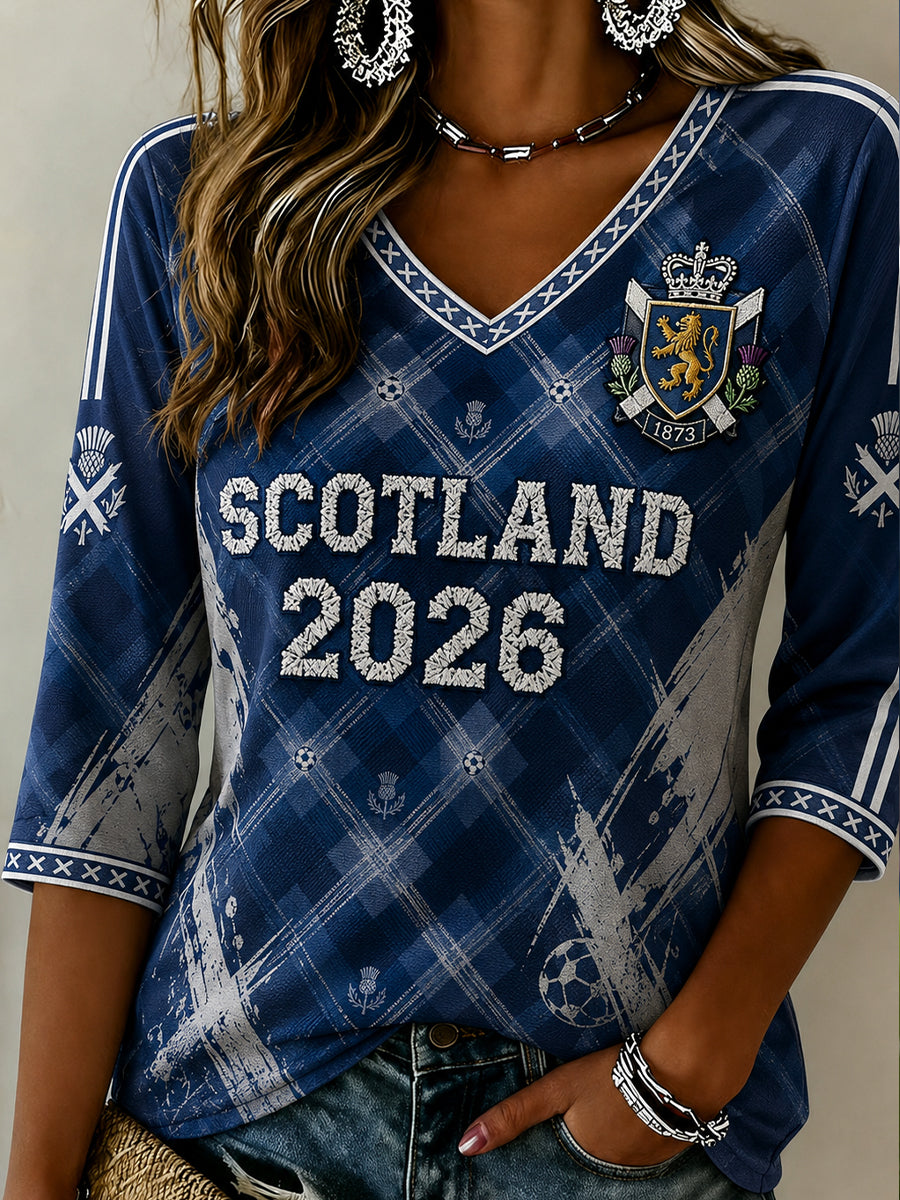 Women's Scotland Football Linen Short-Sleeved T-Shirt