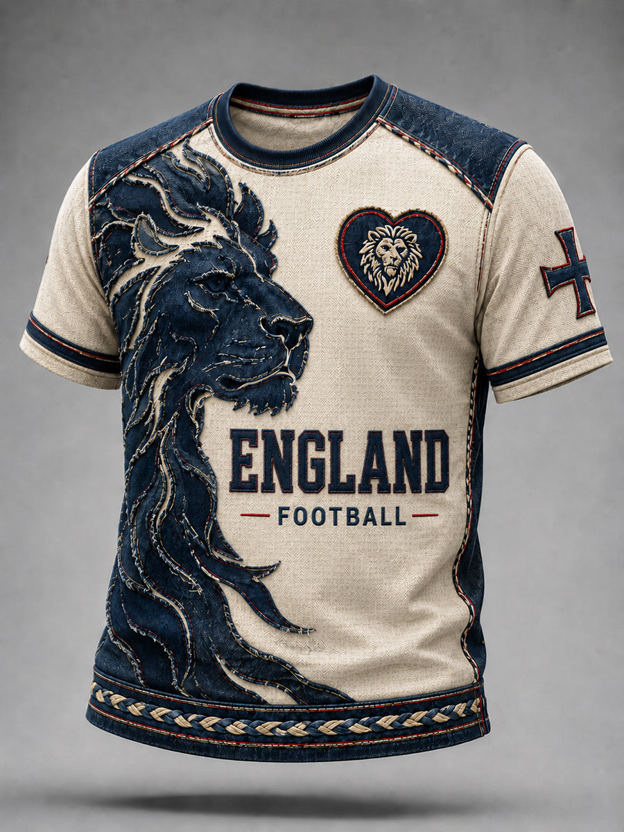 Retro England Football Fan Art Print Casual Jersey
