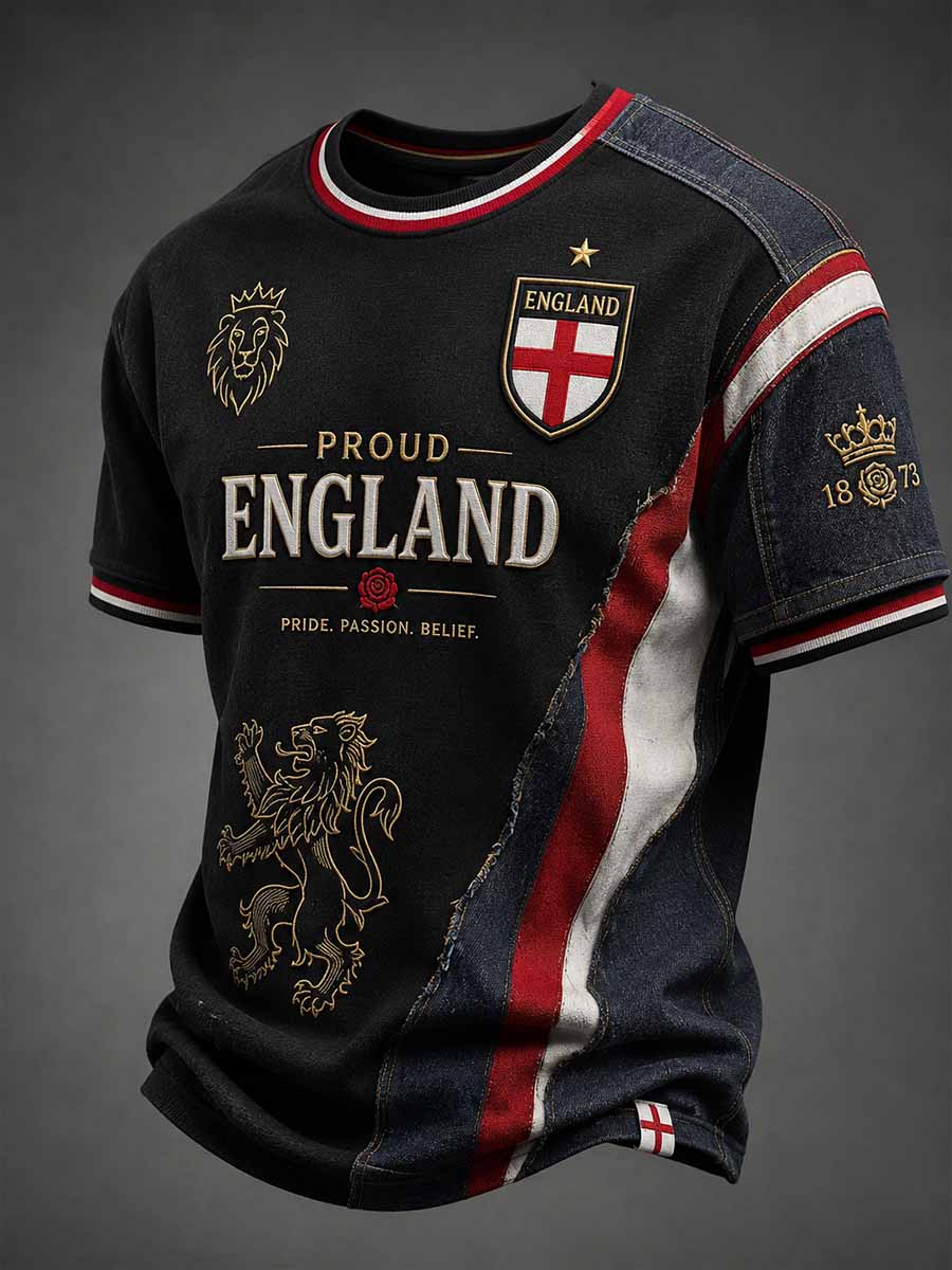 Retro England Football Fan Art Print Casual Jersey
