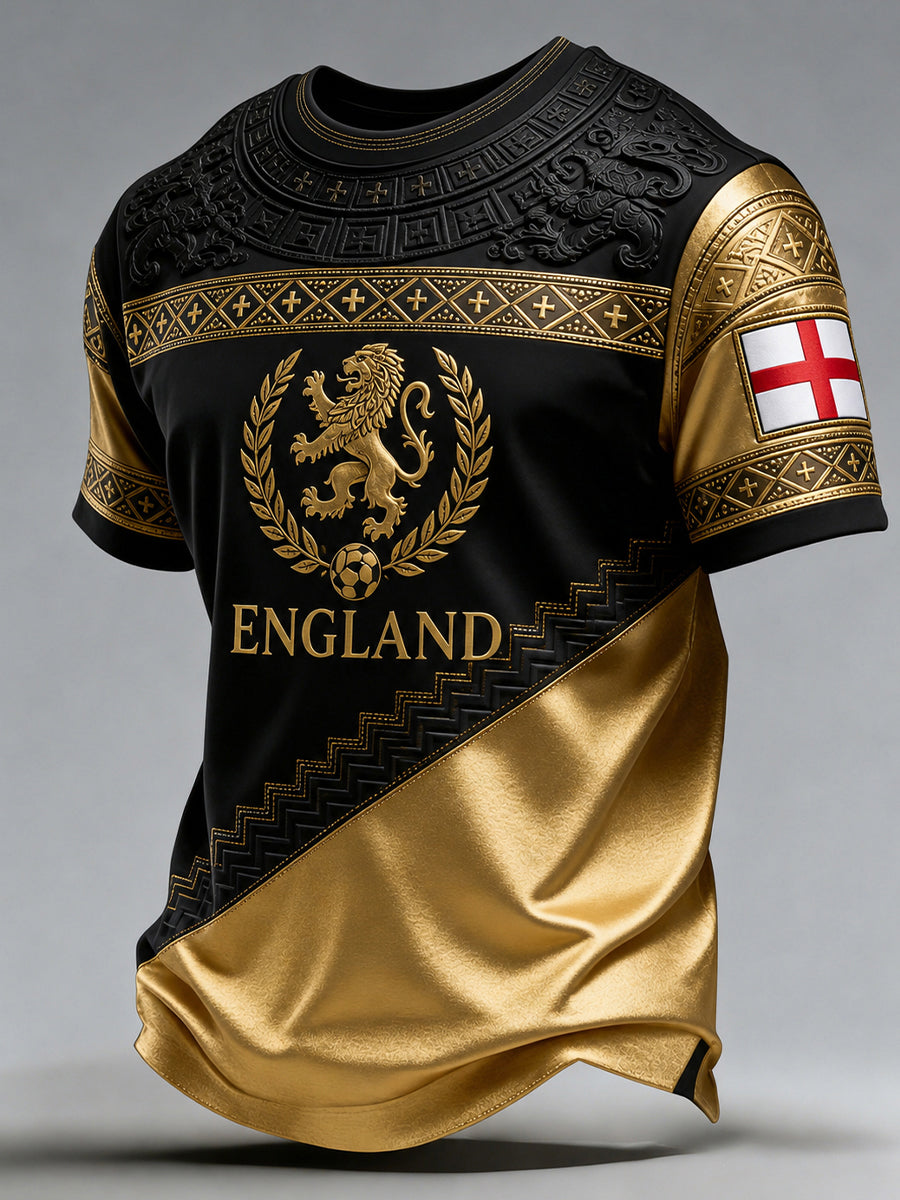 Retro England Football Fan Art Print Casual Jersey