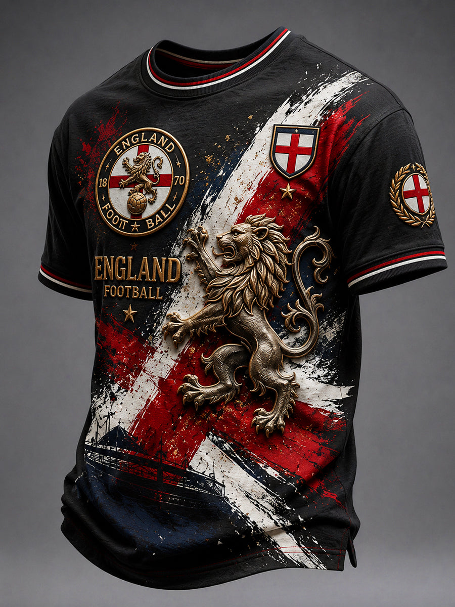 Retro England Football Fan Art Print Casual Jersey