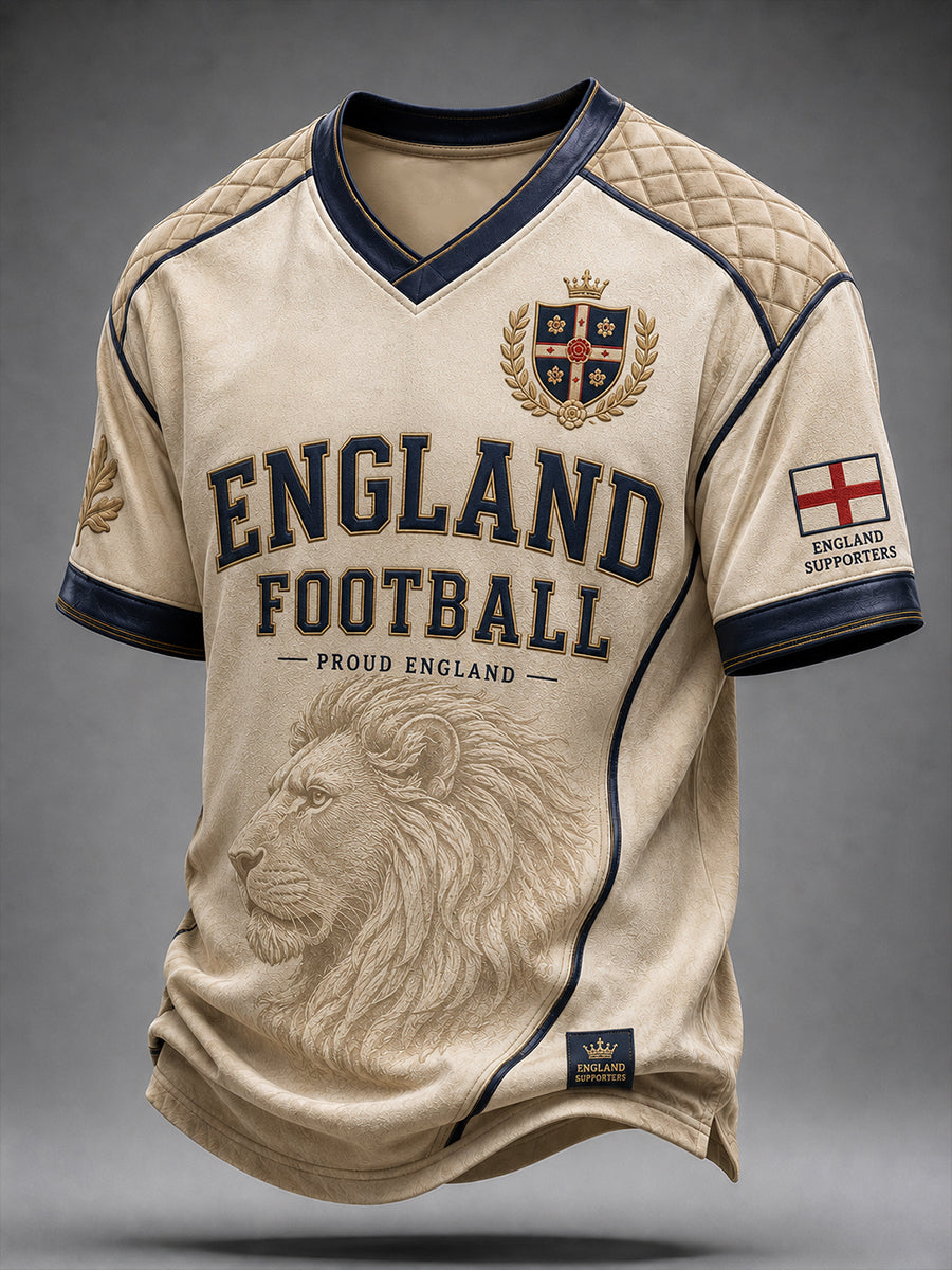 Retro England Football Fan Art Print Casual T-Shirt