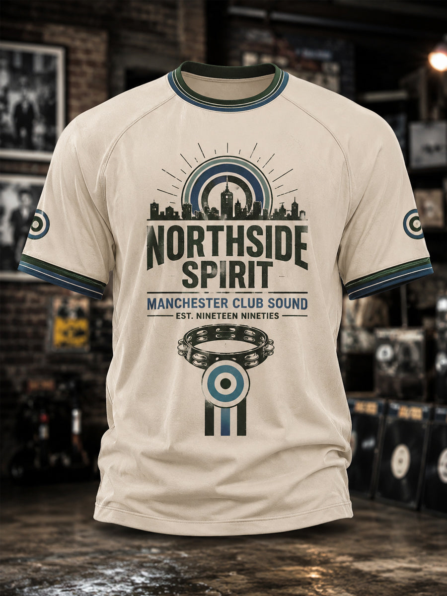 Men's Retro Rock Band Print Casual Tee