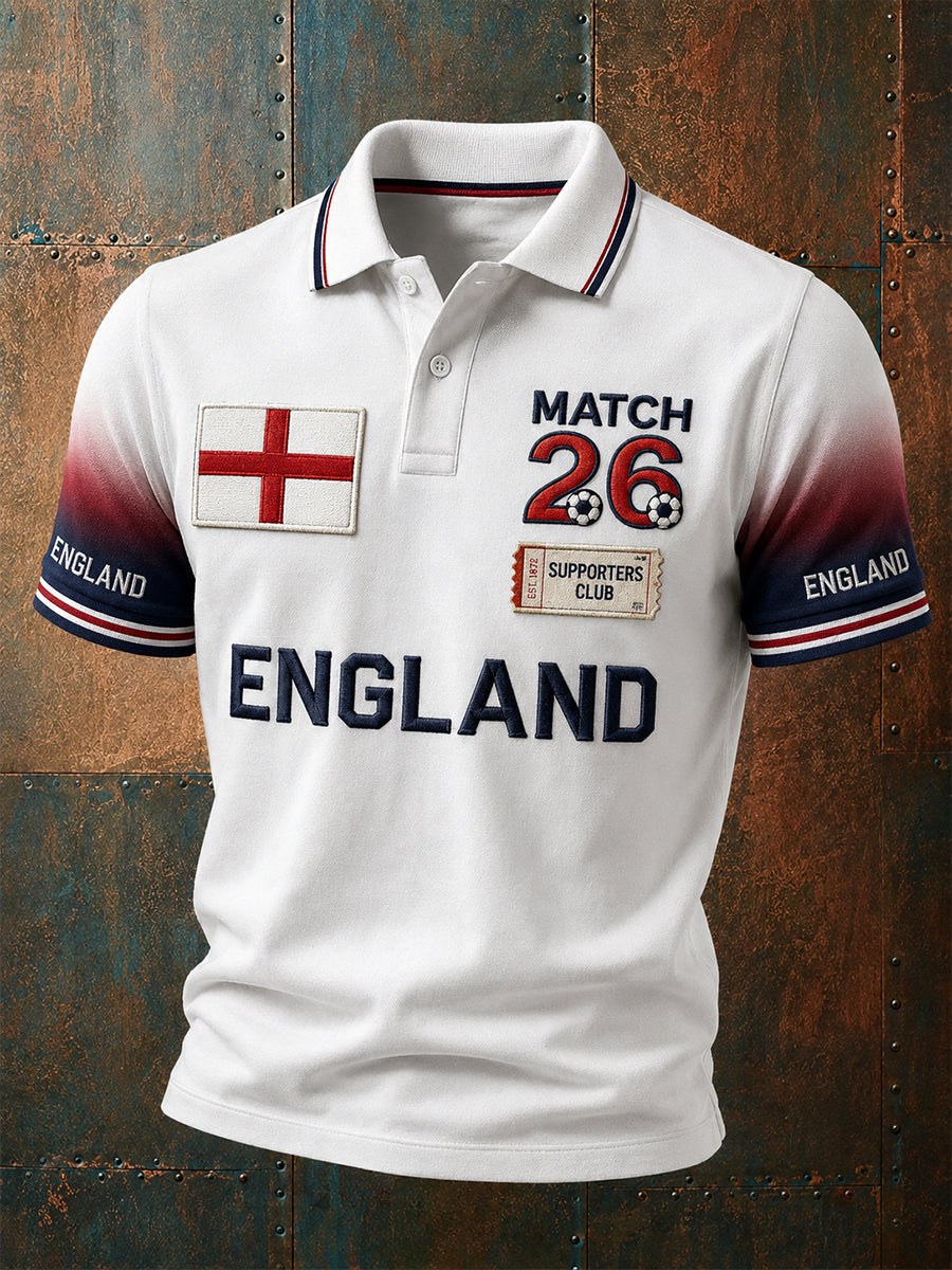 Retro England Football Fan Art Print Casual Jersey