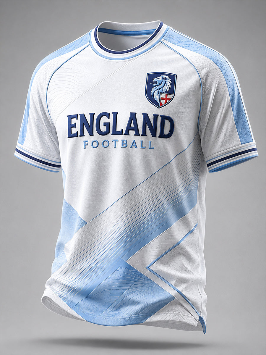 Retro England Football Fan Art Print Casual Jersey