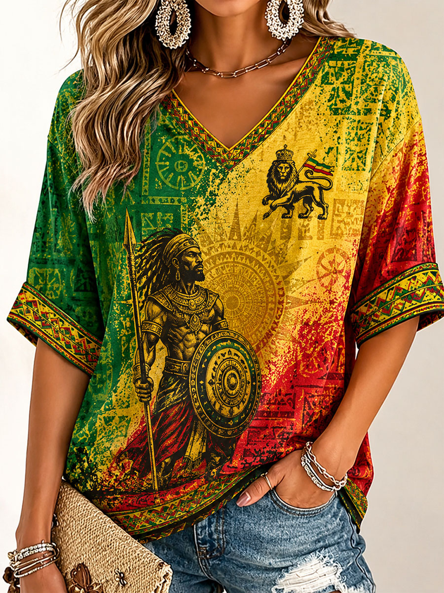 Women's Reggae Print Casual T-Shirt