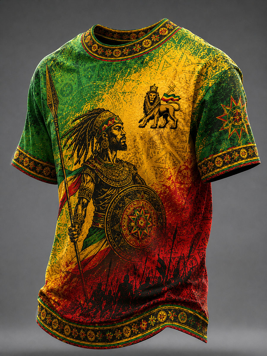 Men's Reggae Print Casual T-Shirt