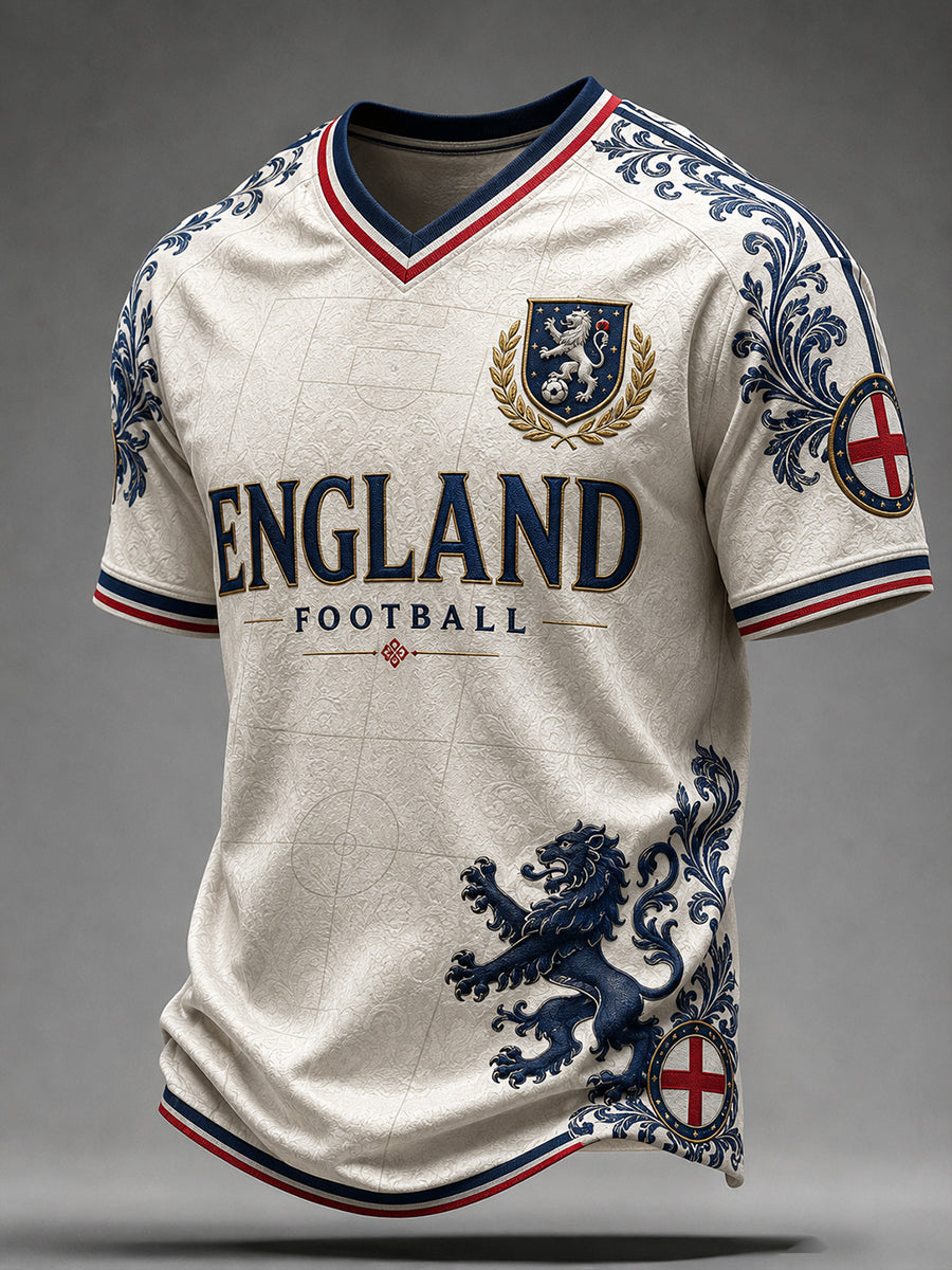 Retro England Football Fan Art Print Casual Jersey