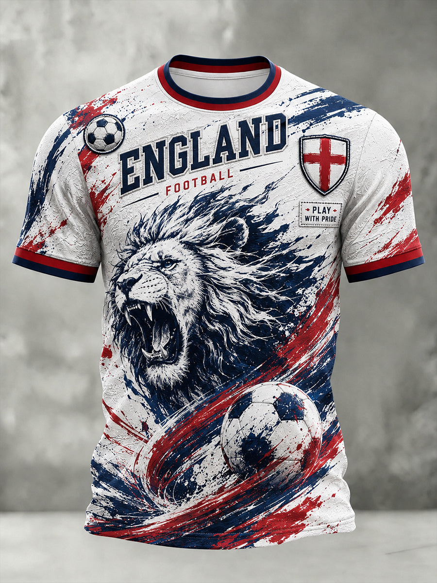Retro England Football Fan Art Print Casual Jersey