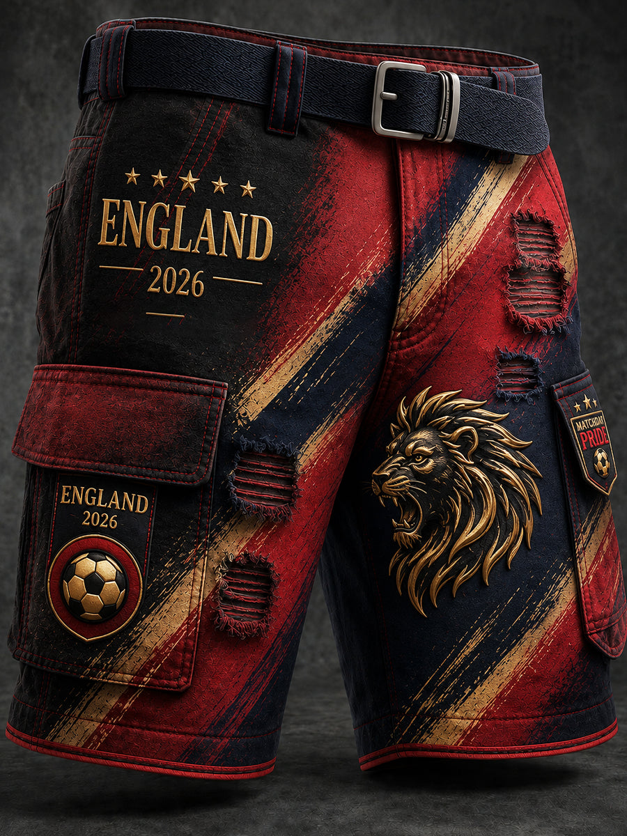 Retro England Football Fan Art Print Casual Pants