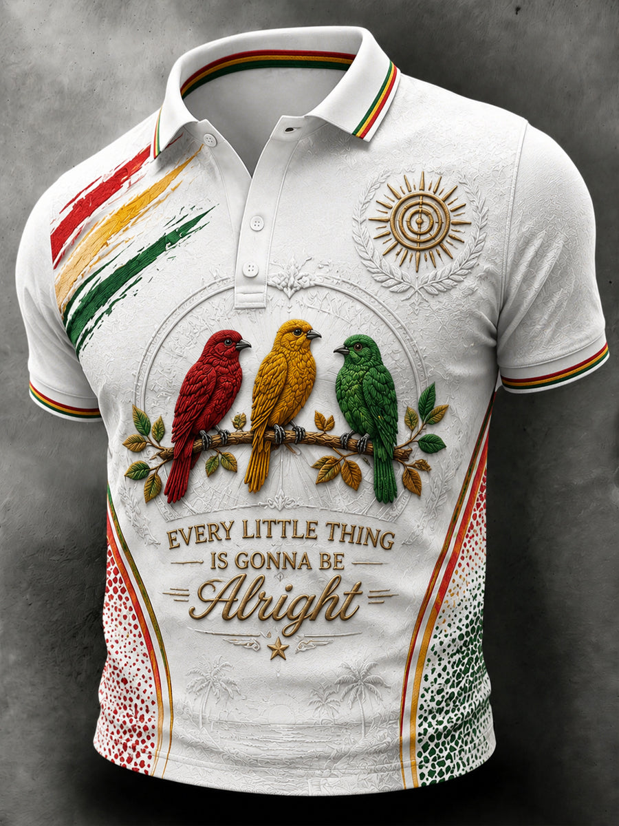 Men's Vintage-Style Reggae Classic Casual Polo Shirt