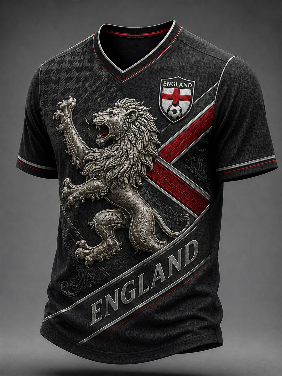 Retro England Football Fan Art Print Casual T-Shirt