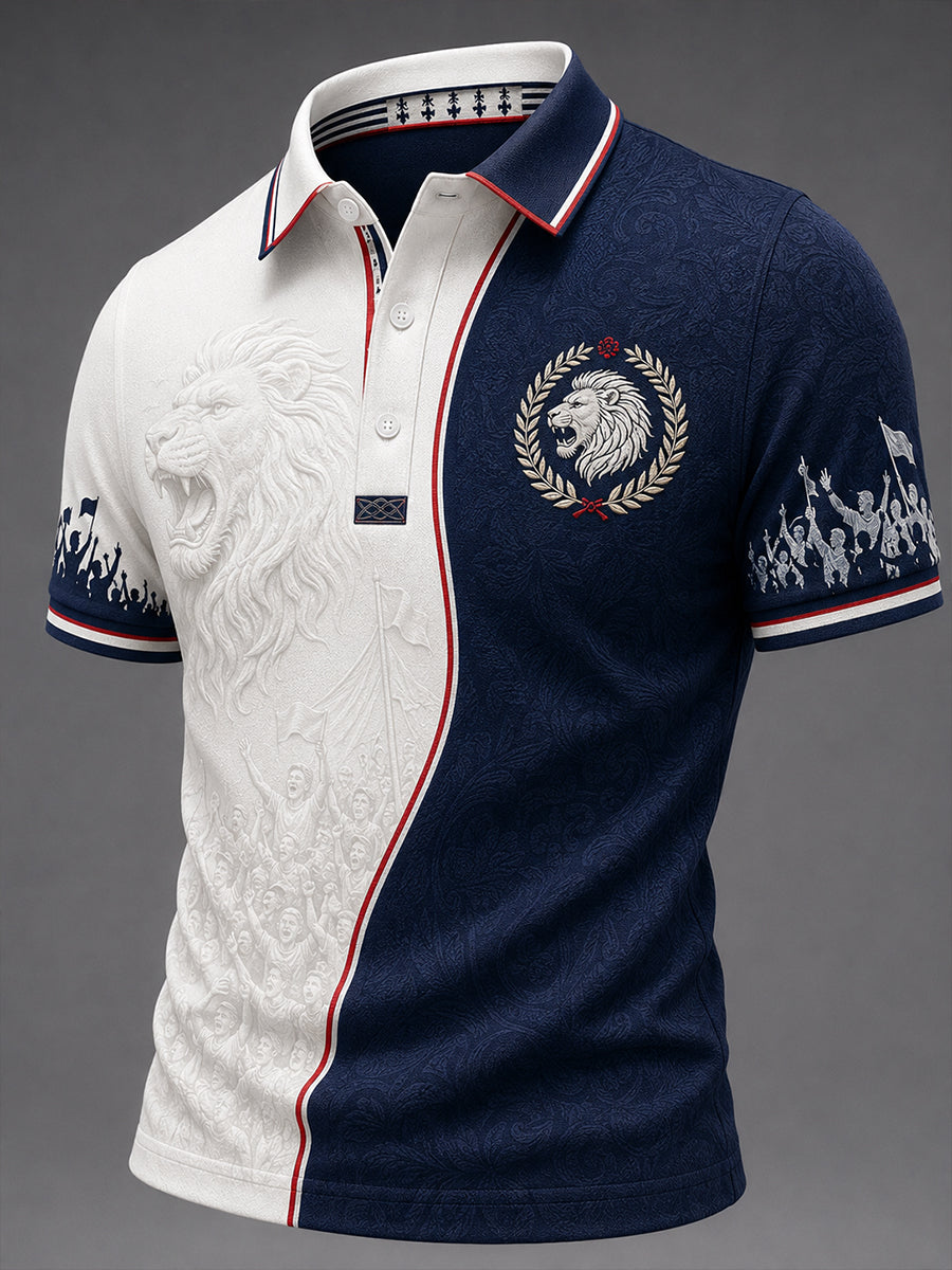 Retro England Football Fan Art Print Casual Polo Shirt