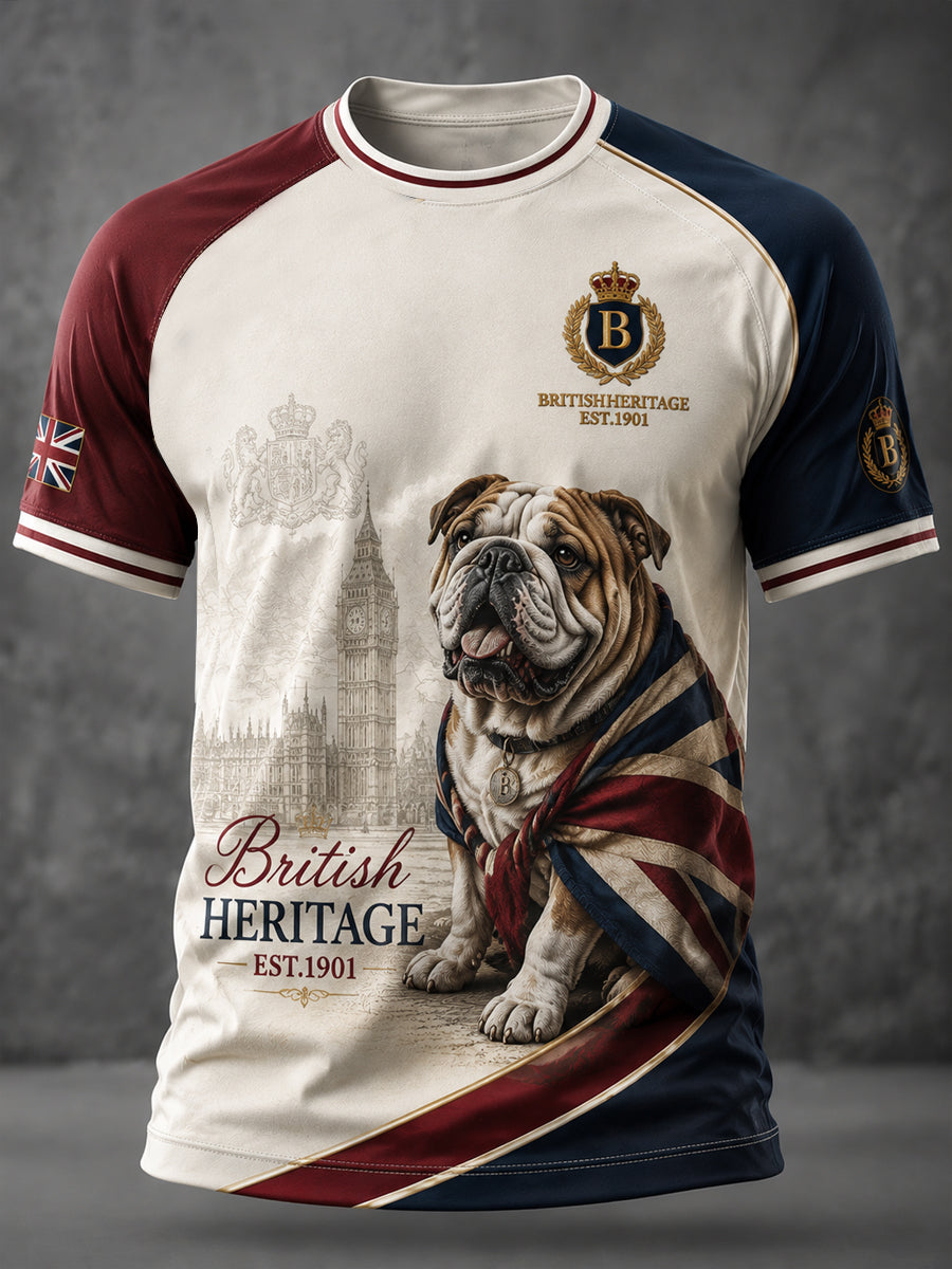 Men's British Style Printed Casual short sleeves t-shirt