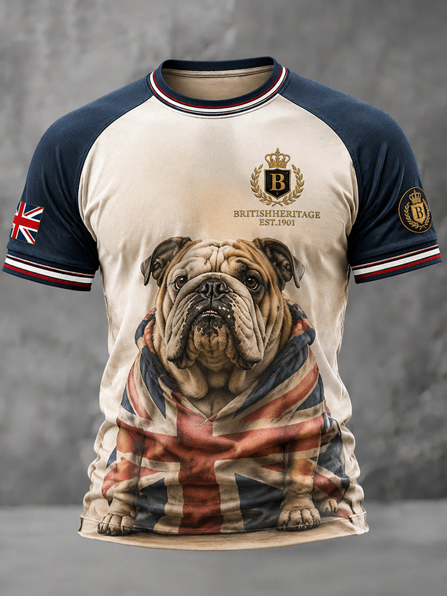 Men's British Style Printed Casual short sleeves t-shirt