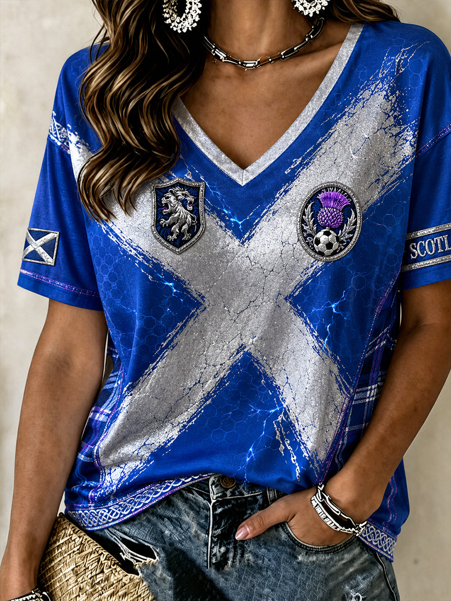 Women's Scotland Football V-Neck T-Shirt